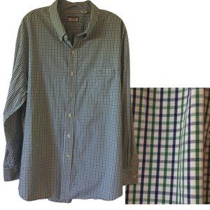 IZOD green purple gingham men's button down shirt 2XL